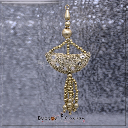 [TSL176 GOLD] Metallic Yarn, Pearl, Foil paper & Phanki Tassel