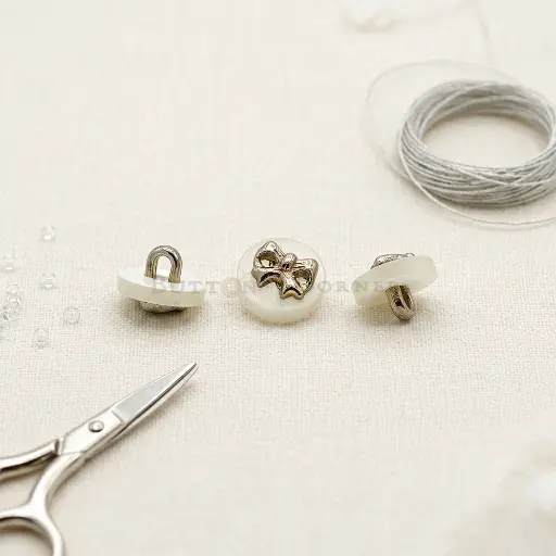[PBS1016 WHITE GOLD] Bow Tie Design Plastic Shank Button