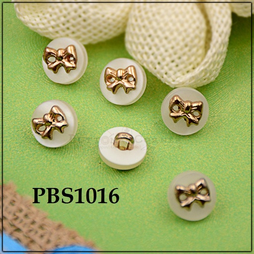 [PBS1016-GOLD WHITE] Bow Tie Design Plastic Shank Button