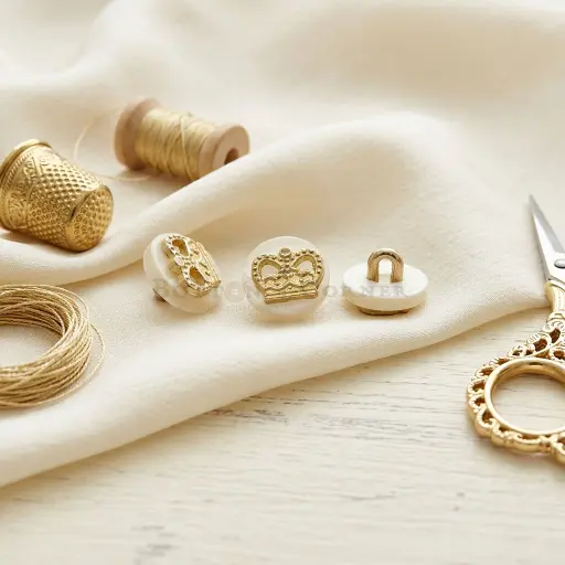 [PBS1416 WHITE GOLD] Crown Design Plastic Shank Button