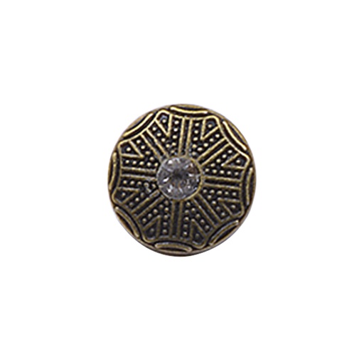 [MBT139-ANTIQUE BRASS] Round Shape with Stone Shirt Button