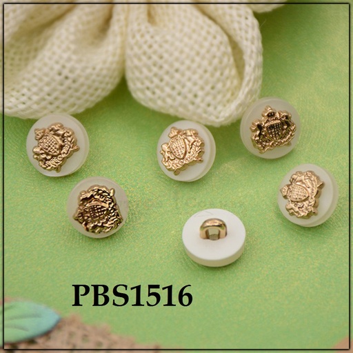 [PBS1516 GOLD WHITE] 2 Lion Plastic Shirt Button
