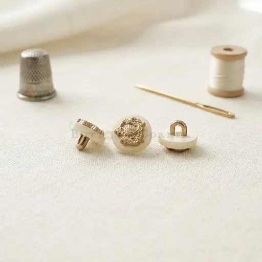 [PBS1516 WHITE GOLD] 2 Lion Crest Design Plastic Shank Button