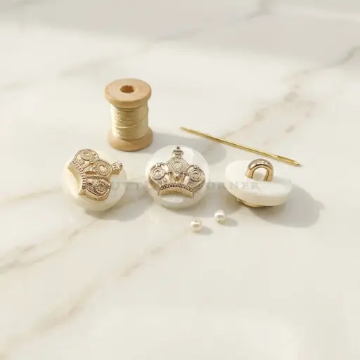 [PBS2116 WHITE GOLD] Crown Design Plastic Shank Button