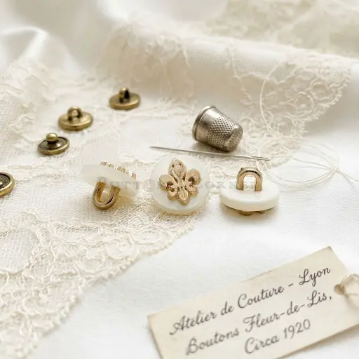 [PBS2716 WHITE GOLD] Fleur De Lis Design Plastic Shank Button