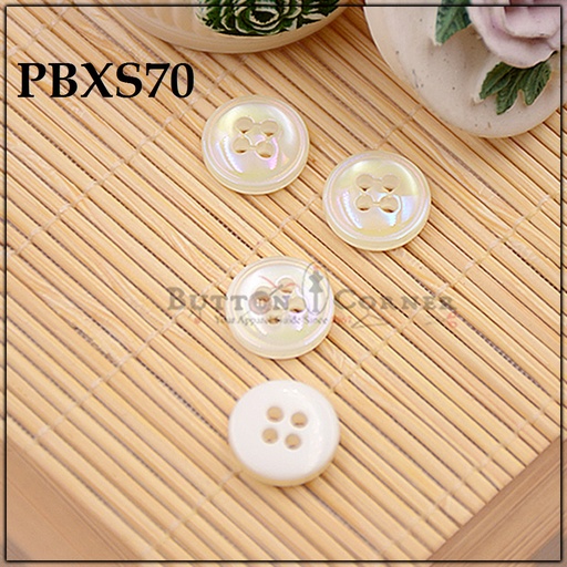 [PBXS70-AB-OFF WHITE] Multi Shine 4 Hole Plastic Shirt Button