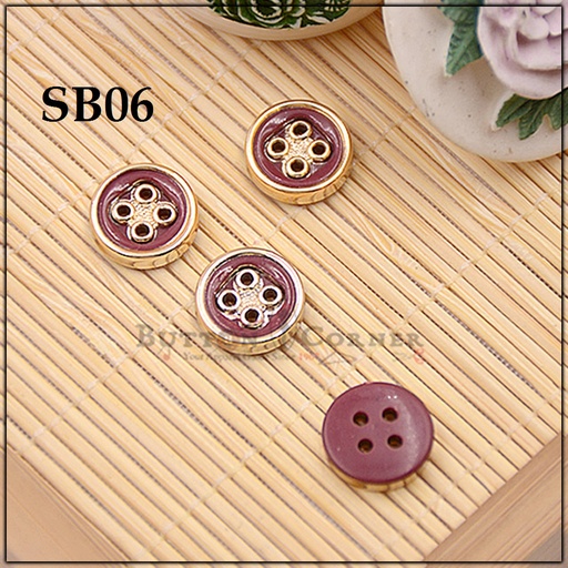 [SB06 MAROON GOLD] 4 Hole Plastic Shirt Button
