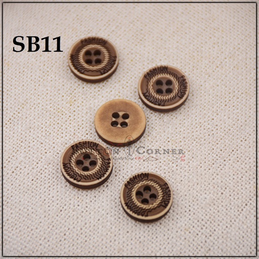 [SB11 BROWN] Weaving Design 4 Hole Plastic Button