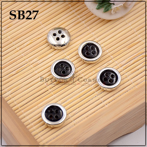 [SB27-SILVER BLACK] 4 Hole Plastic Shirt Button