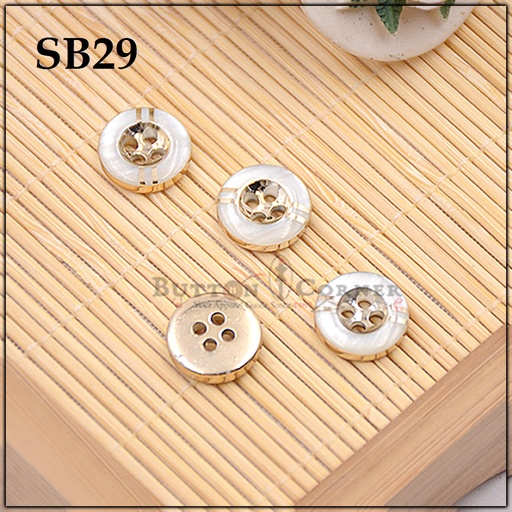 [SB29 WHITE GOLD] 2 Line 4 Hole Shirt Button
