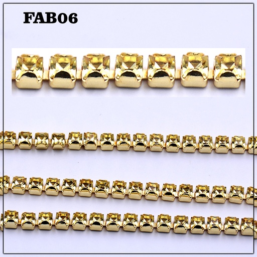 [FAB06-GOLD] Fancy Metal Stone Lace