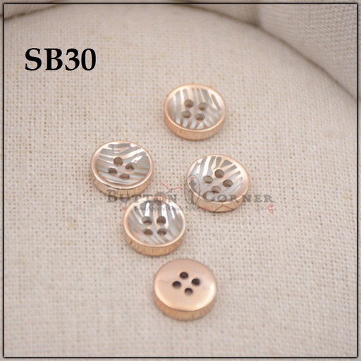 [SB30-GOLD WHITE] Zebra Print 4 Hole Plastic Button