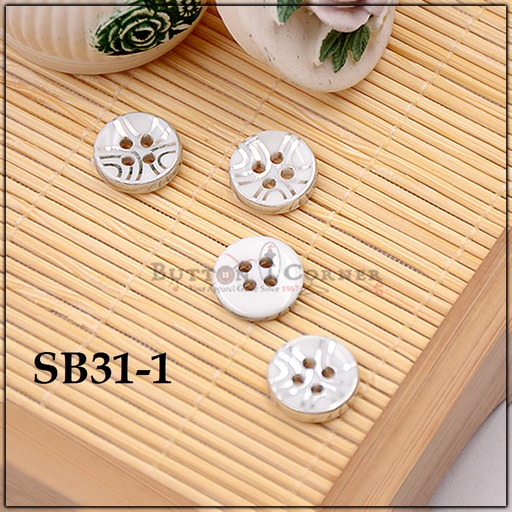[SB31 WHITE SILVER] Print 4 Hole Plastic Shirt Button