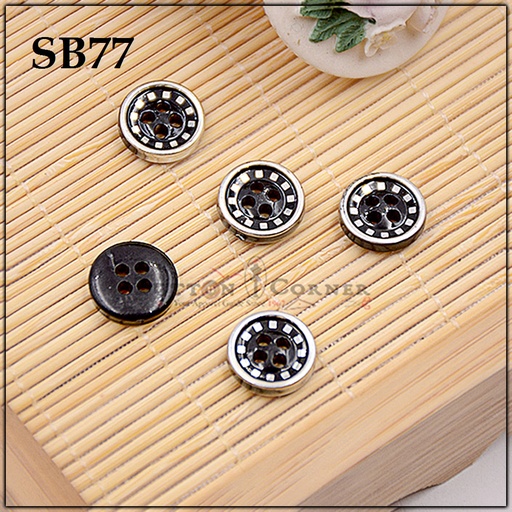 [SB77-BLACK WHITE] Square Design 4 Hole Shirt Button