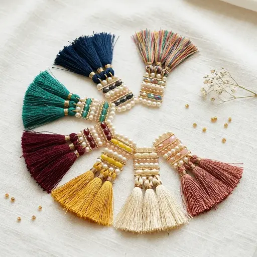 Fancy Pearl, Crystal & Silk Thread Decorative Tassel