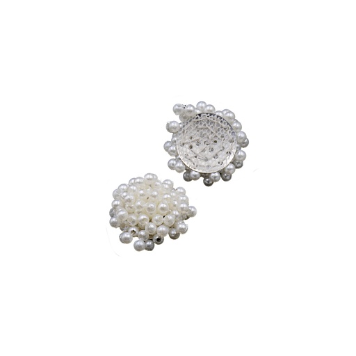 [FA600 WHITE] Hand Made Pearl Flower Button