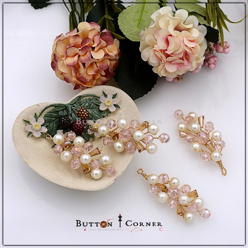 Hand Made Crystal & Pearl Button