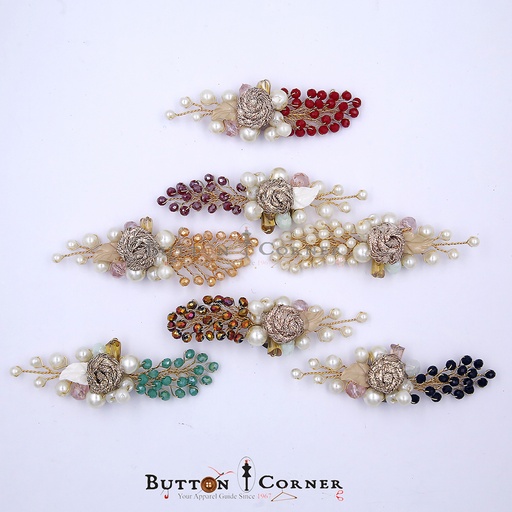 Handmade Pearl & Crystal Flower Button