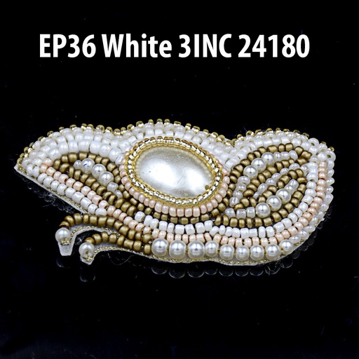 [EP36 WHITE] Hand Made Half Butterfly Glass Beads & Pearl Motif