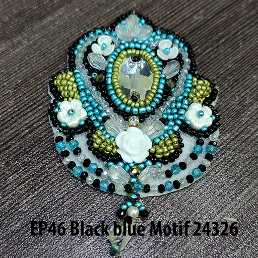 [EP46 BLACK BLUE] Hand Made Glass Beads Motif