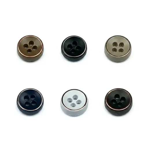 Shirt Button With Shiny Copper Ring
