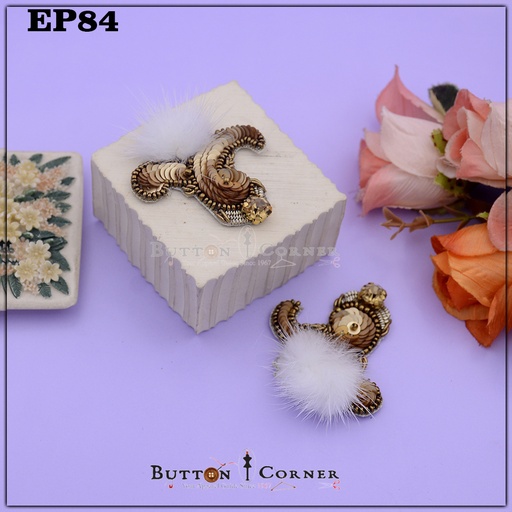 Hand Made Flower Leave Fur Motif