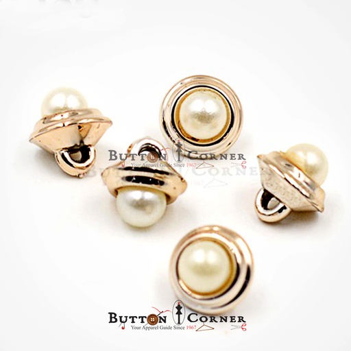 [PB586-WHITE GOLD] Center Pearl Plastic Shank Button