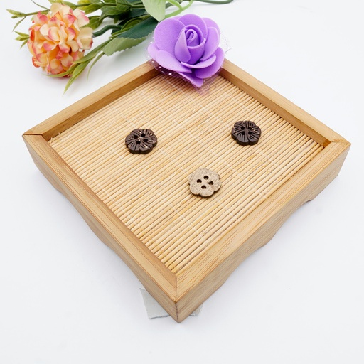 [CB06124 BROWN] Flower Design 4 Hole Coconut Button