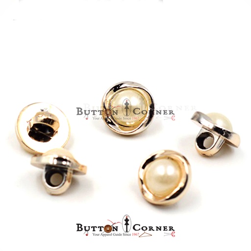 [PBHY166A WHITE GOLD] Zigzag Border Pearl Shank Button