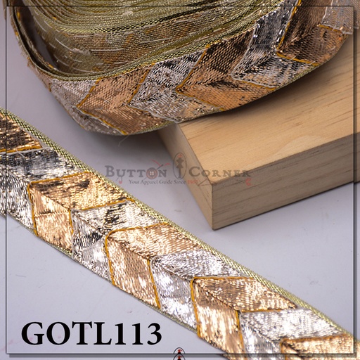 [GOTL113-SILVER GOLD] Fancy Gota Lace