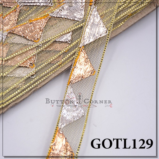 [GOTL129-SILVER GOLD] Fancy Gota Lace