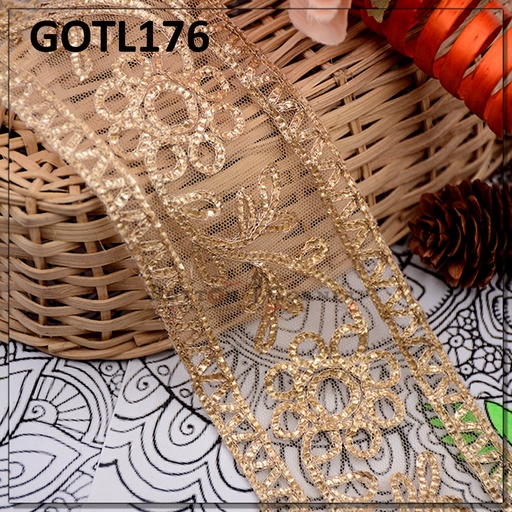[GOTL176-GOLD] Fancy Gota Lace