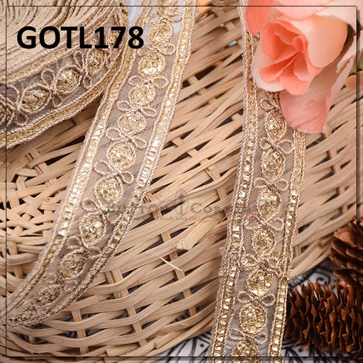 [GOTL178-GOLD] Fancy Gota Lace