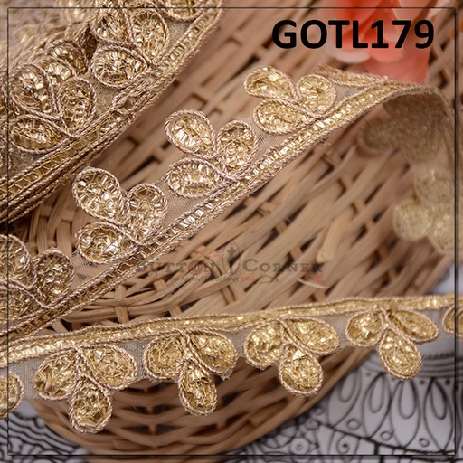 [GOTL179-GOLD] Fancy Gota Lace
