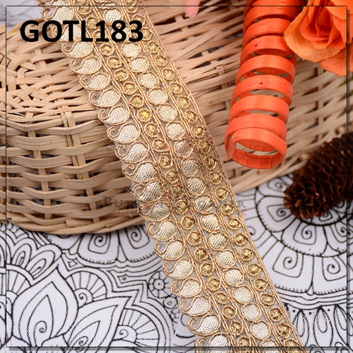 [GOTL183-GOLD SILVER] Fancy Gota Lace