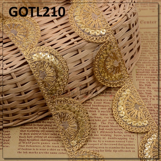[GOTL210-GOLD] Fancy Gota Lace
