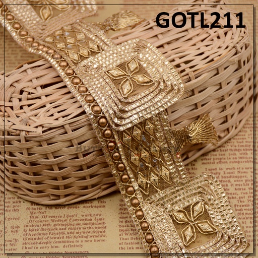 [GOTL211-ANTIQUE GOLD] Fancy Gota Lace