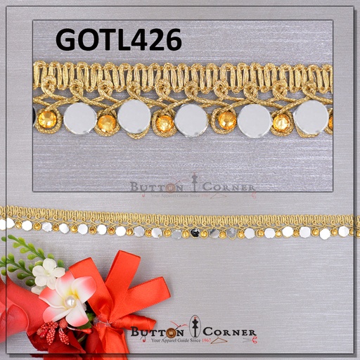 [GOTL426-LIGHT GOLD] Fancy Gota Stone Lace