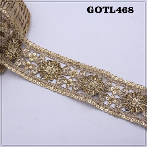 [GOTL468-GOLD] Fancy Gota Lace