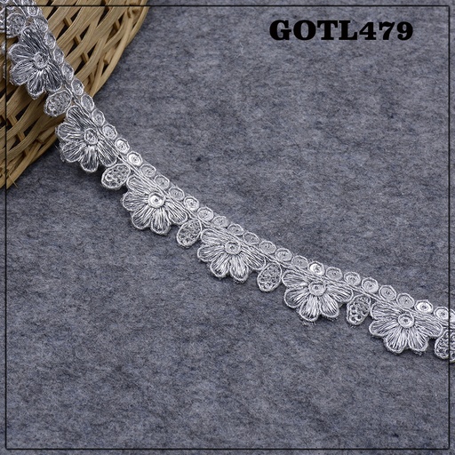 [GOTL479-SILVER] Fancy Gota Lace