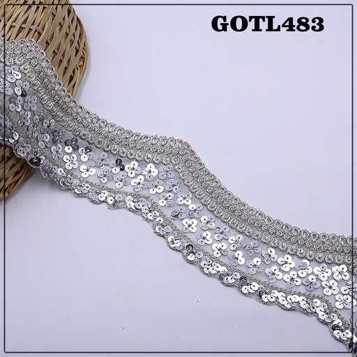 [GOTL483-SILVER] Fancy Gota Lace