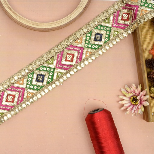 [FANL1115 MULTI GOLD] Fancy Sequence Gota Lace
