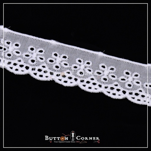 [CL-119079-WHITE] One Side Border Cotton Lace