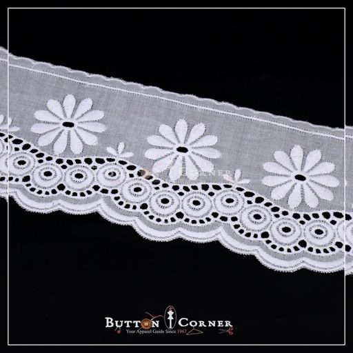 [CL-125819-WHITE] One Side Border Cotton Lace