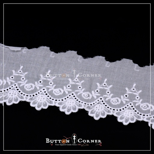 [CL-118949-WHITE] One Side Border Cotton Lace