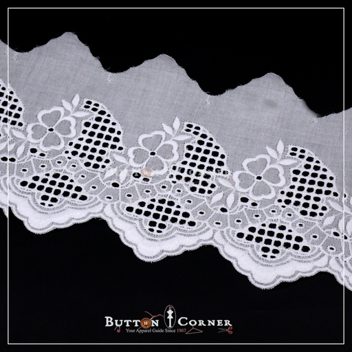 [CL-119412-WHITE] One Side Border Cotton Lace