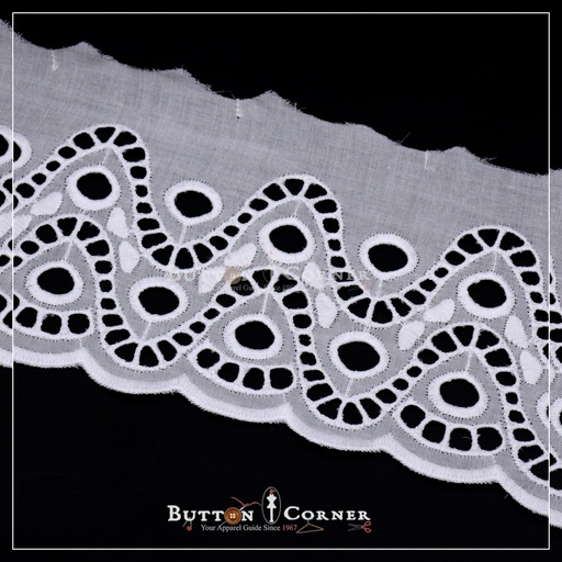 [CL-135445-WHITE] One Side Border Cotton Lace