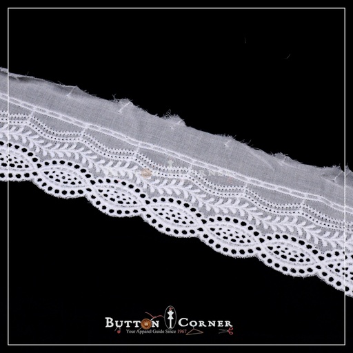 [CL-129313-WHITE] One Side Border Cotton Lace