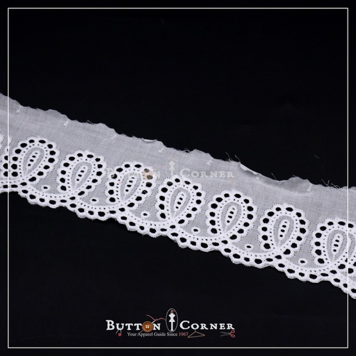 [CL-800515-WHITE] One Side Border Cotton Lace