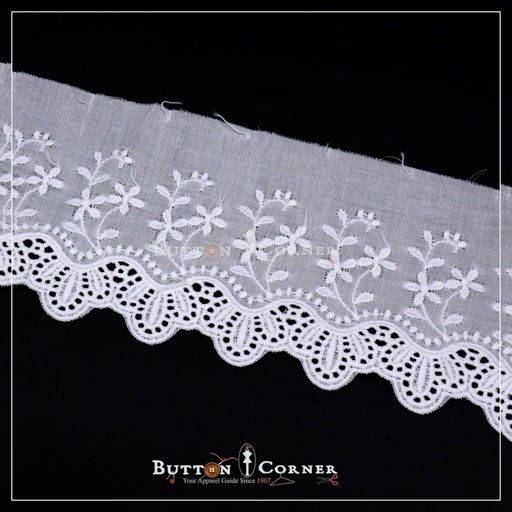 [CL-602561-WHITE] One Side Border Cotton Lace